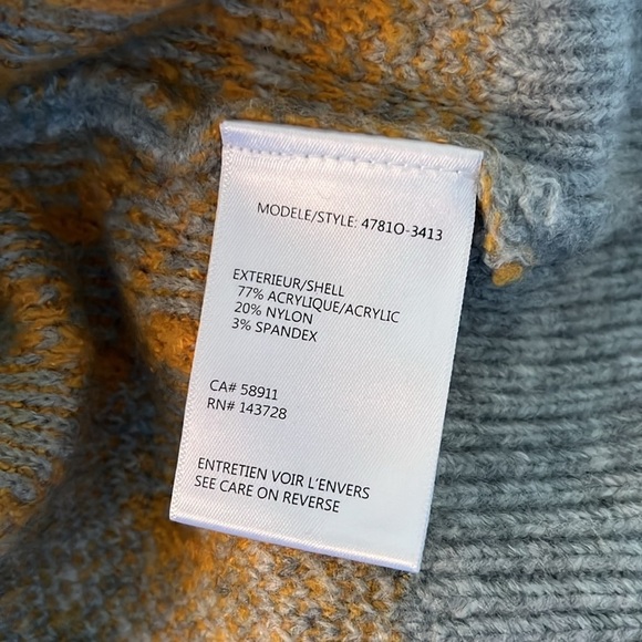 TRIBAL Woman’s V-Neck Intarsia Gray Inlay Floral Accent Sweater-Sunset Large - Picture 11 of 16